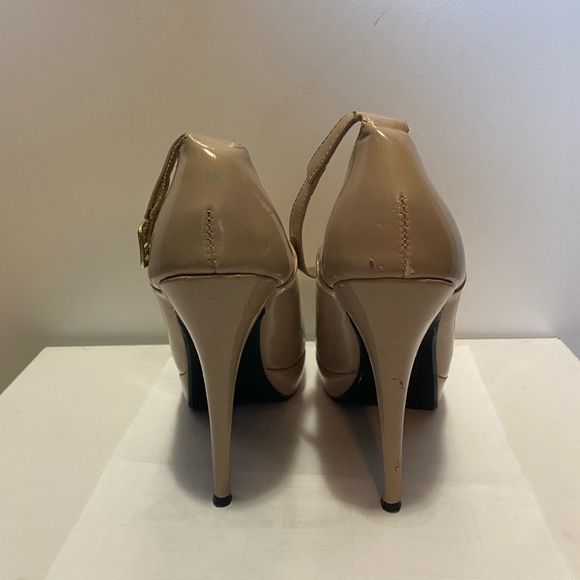 Women’s Ankle buckle platform Nude heels - Picture 3 of 4